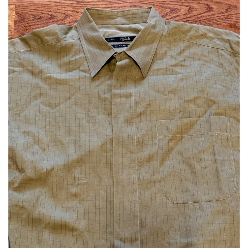 Cifonelli Rome Italy Made Green Check Cotton L/S Luxury Button Front Size L READ